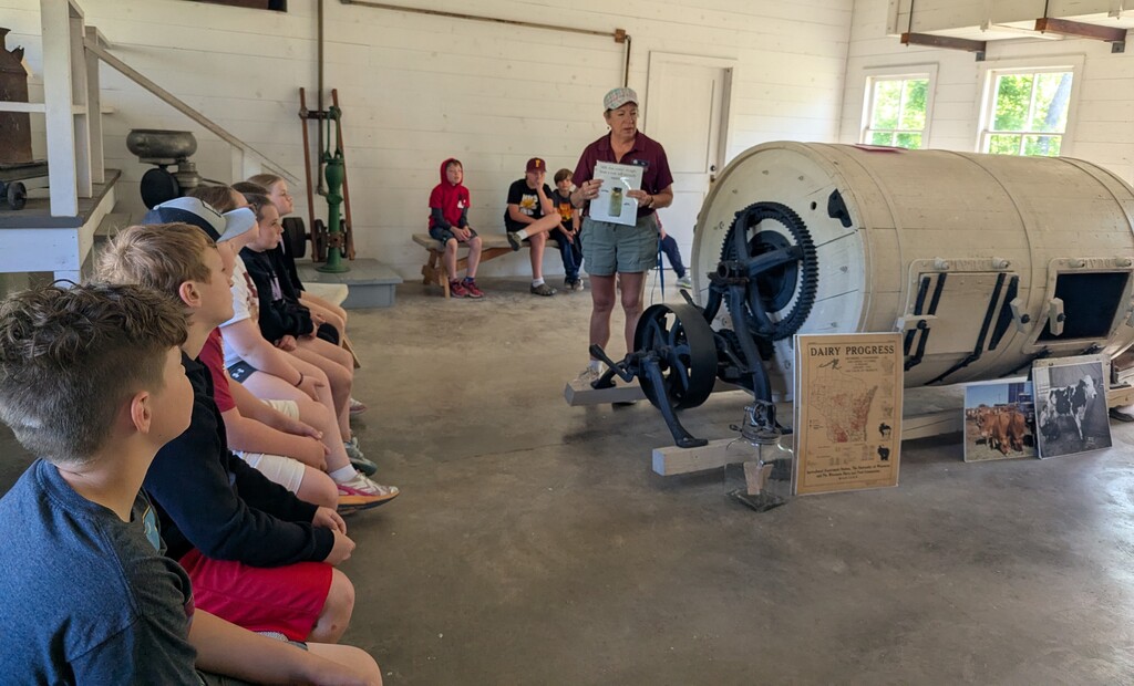 students listen to a presenter at Stonefield
