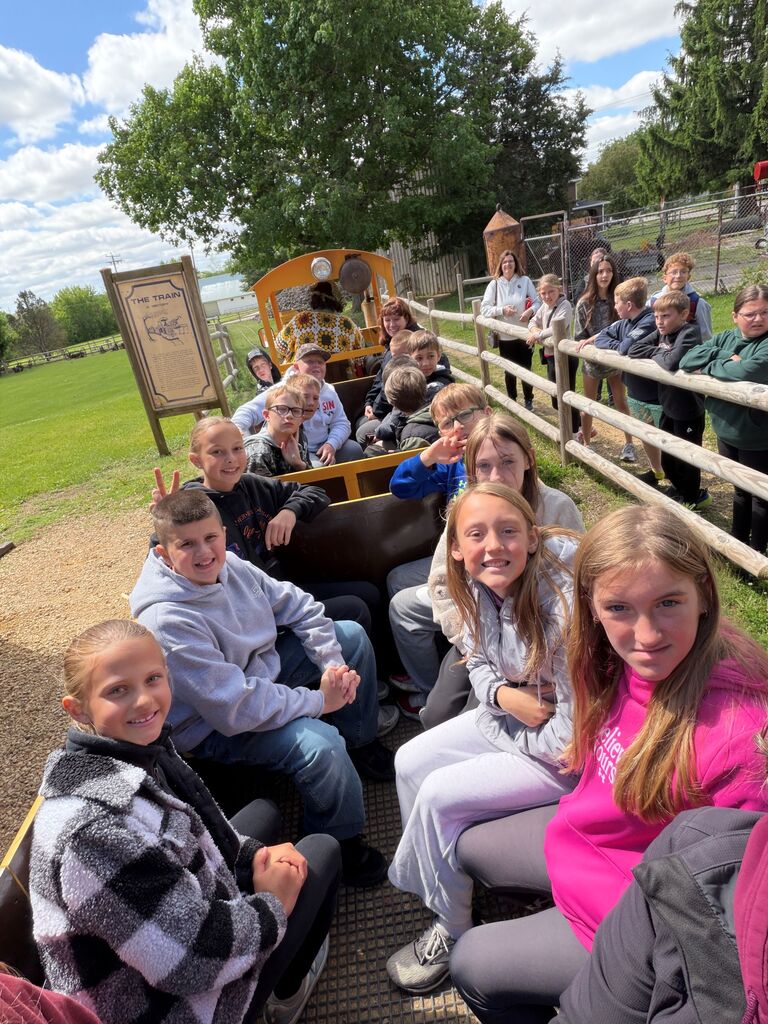 students on train at Rollo Jamison Museum