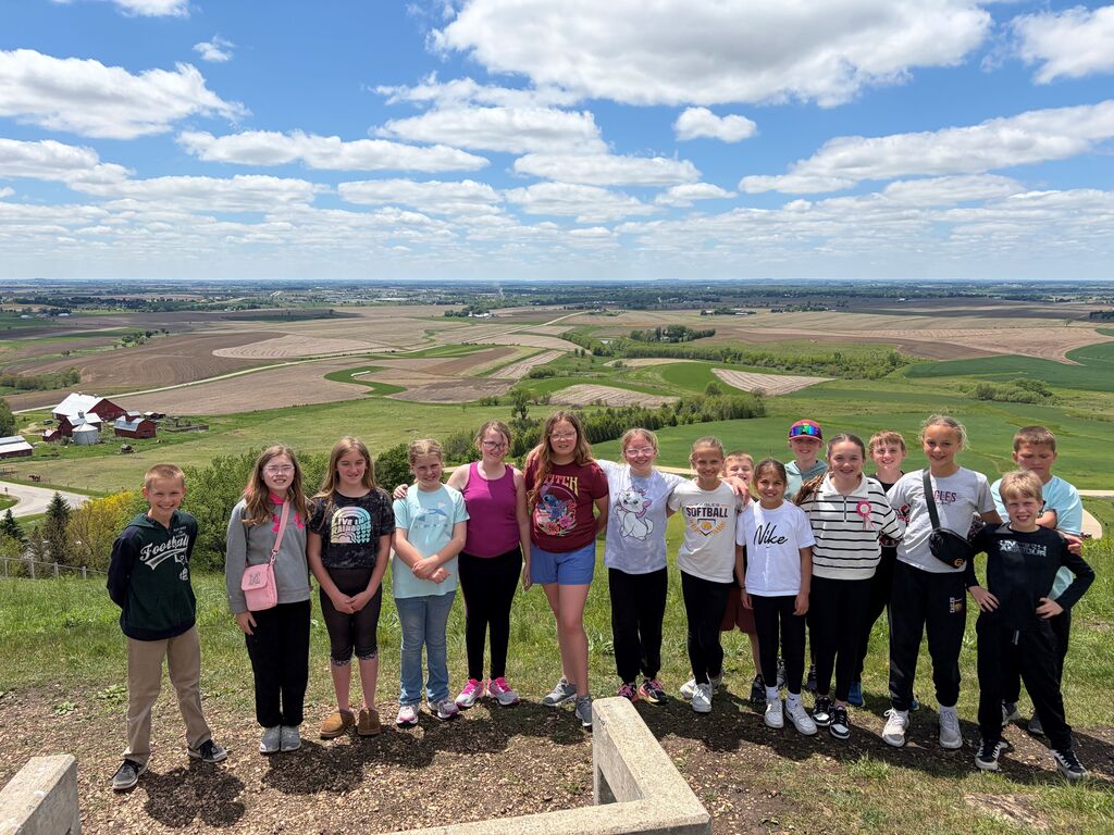 students on top of the big M in Platteville