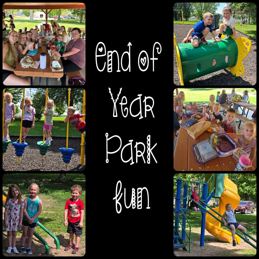 end of year park collage of pictures of kids playing