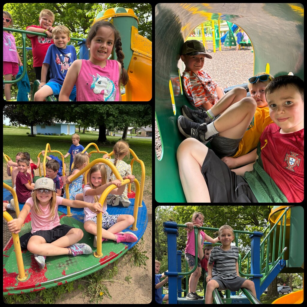 end of year park collage of pictures of kids playing