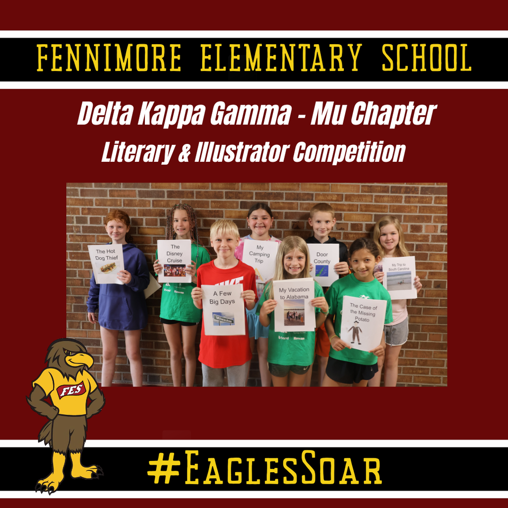 students who got a certificate for their literary contest entry pose for a picture with their stories