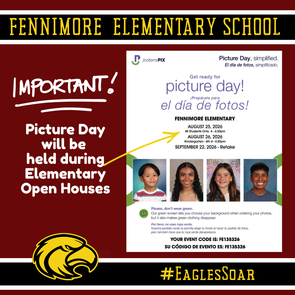 picture day being held during Open houses on August 25th and August 26th