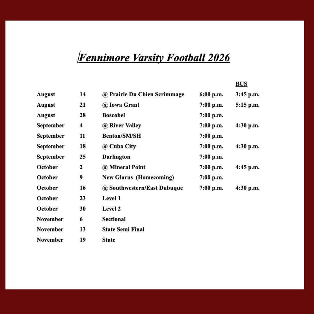 VARSITY SCHEDULE
