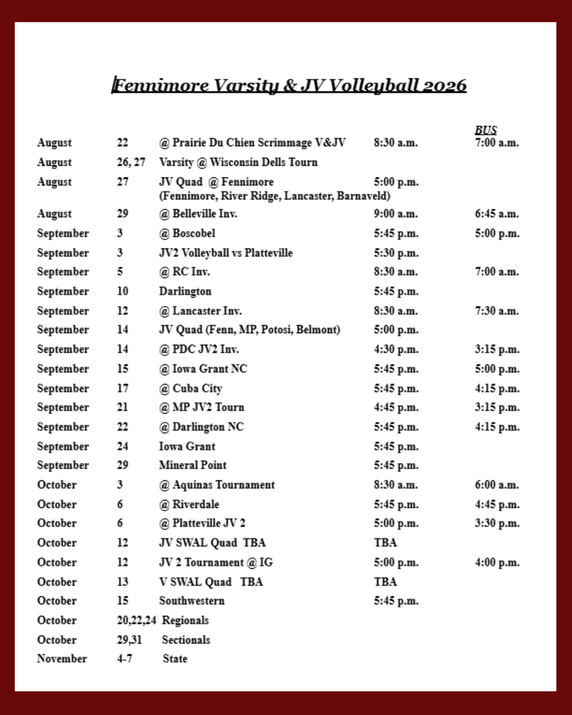 vb schedule