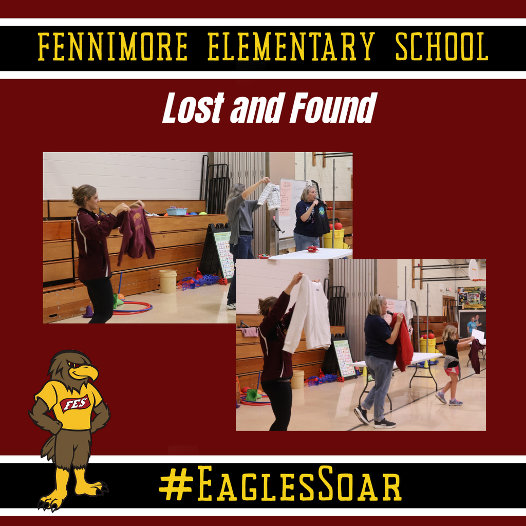 lost and found items being shown at a Friday assembly