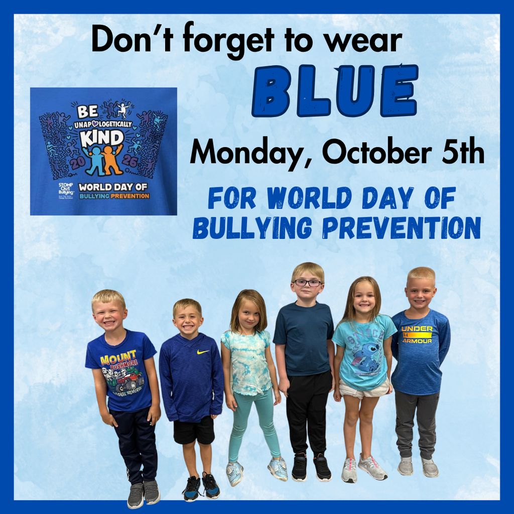 Blue shirt day on Monday October 5th - wear blue