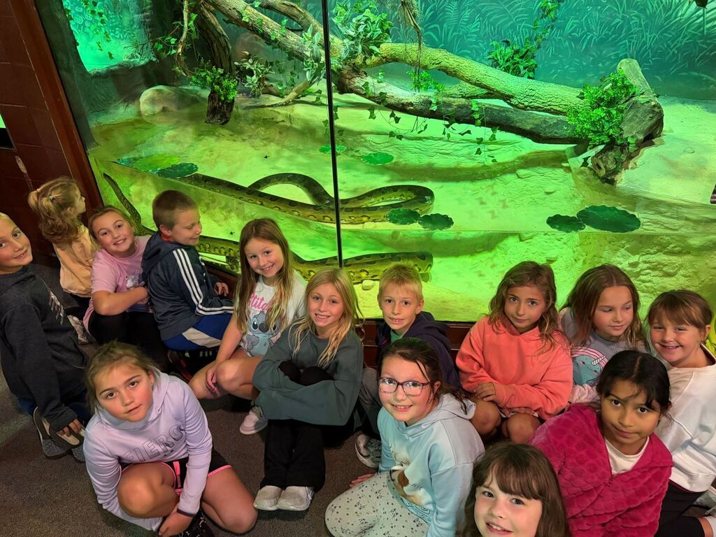 students at the reptile exhibit at the Henry Vilas Zoo