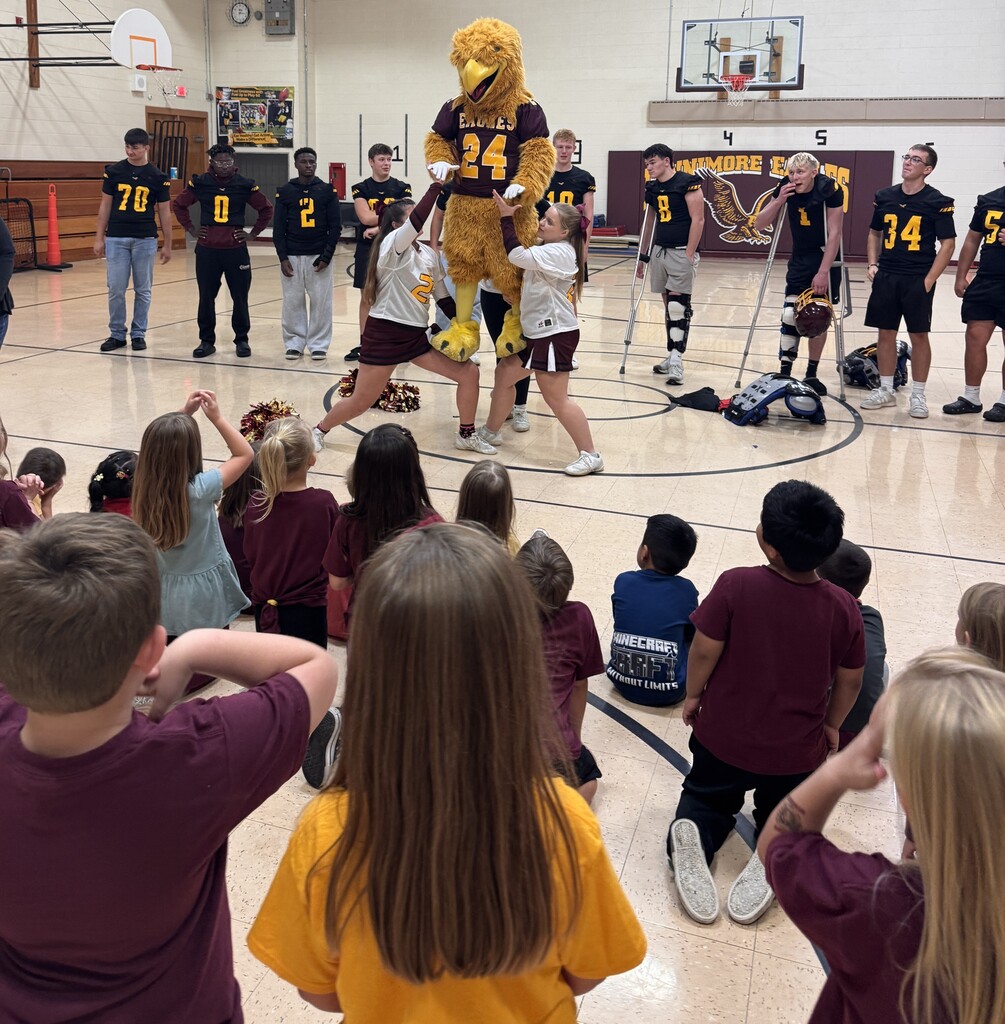 The cheer squad and screech perform for the 5K students