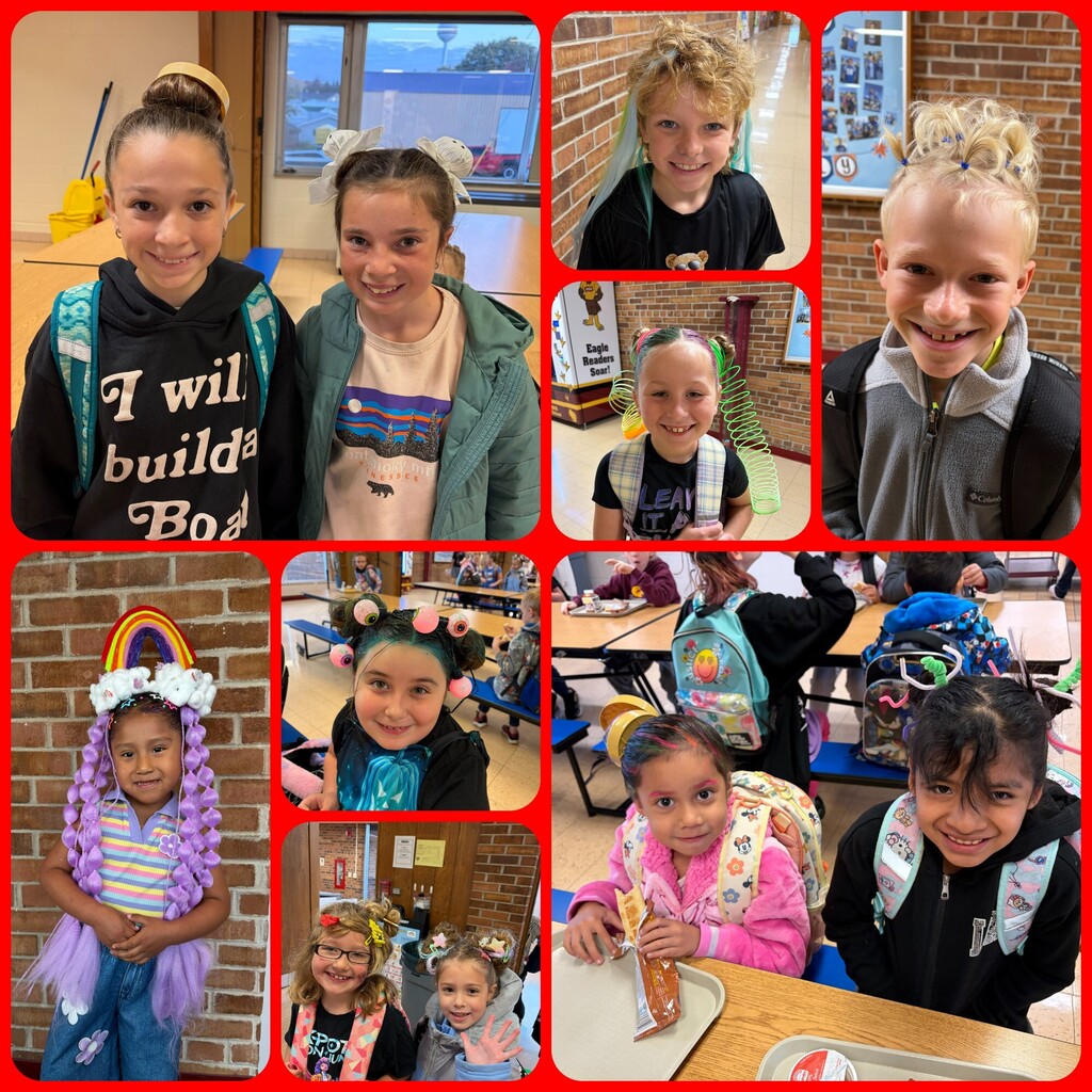 Red Ribbon week crazy hair day collage of pics