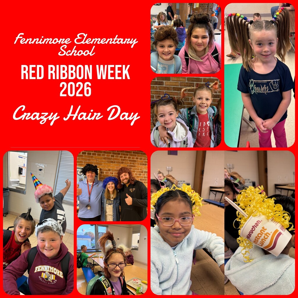 Red Ribbon week crazy hair day collage of pics
