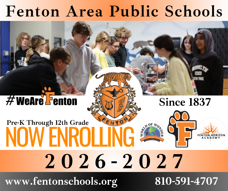 Enrollment is NOW OPEN for next school year at ALL grade levels, including our 9-12 Horizon Academy!  Please visit www.fentonschools.org and select "Enrollment" at the top to get started! #EnrollNow #wearefenton #fentontigers #FentonHorizonAcademy 