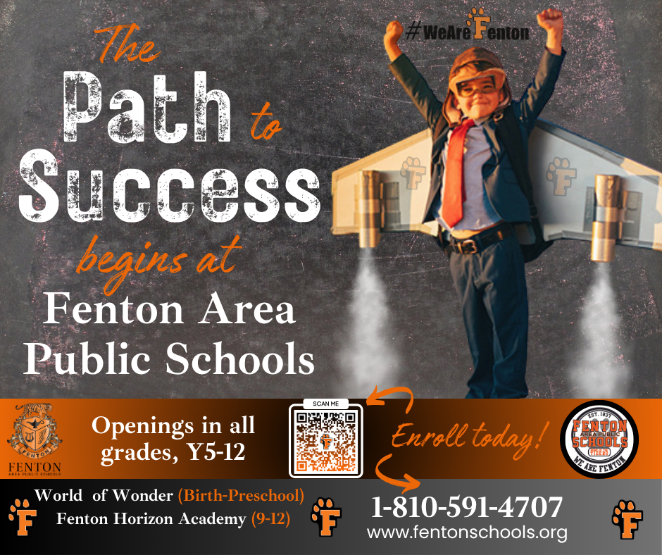 Enrollment is NOW OPEN for next school year at ALL grade levels, including our 9-12 Horizon Academy!  Please visit www.fentonschools.org and select "Enrollment" at the top to get started! #EnrollNow #wearefenton #fentontigers #FentonHorizonAcademy 