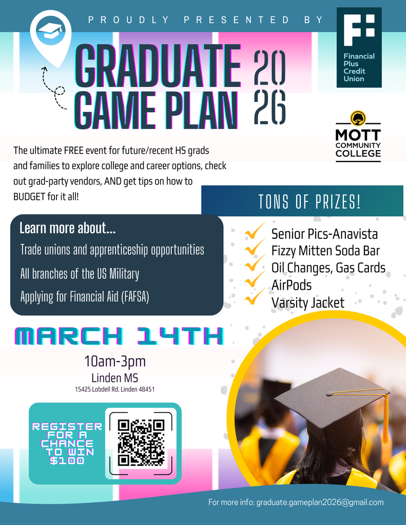 Graduate Game Plan - Free Event March 14th from 10 am - 3:00 pm at Linden Middle School