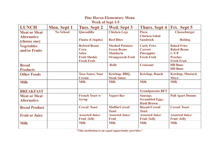 menu
