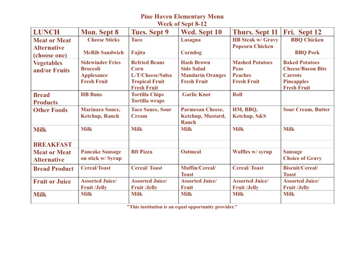 menu