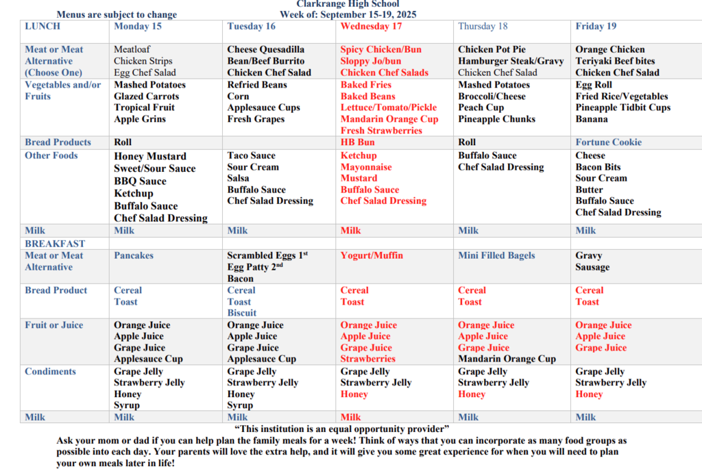CHS Menu