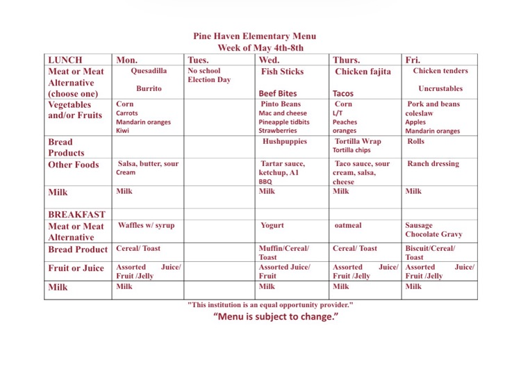 menu