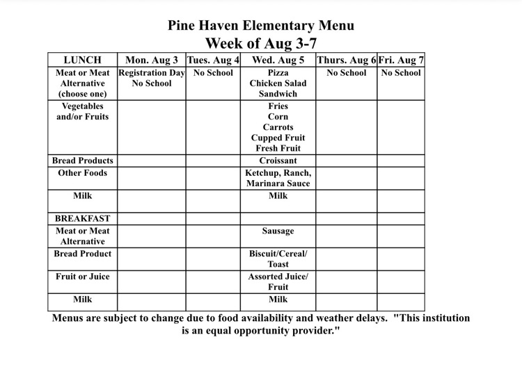 menu