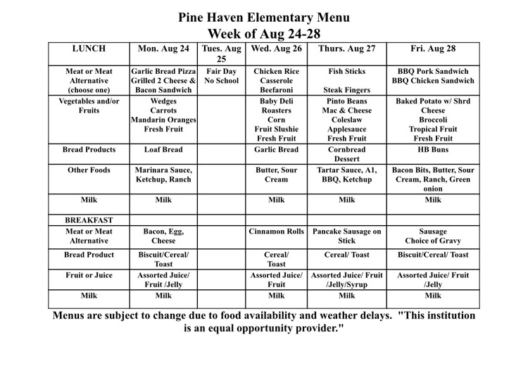 menu