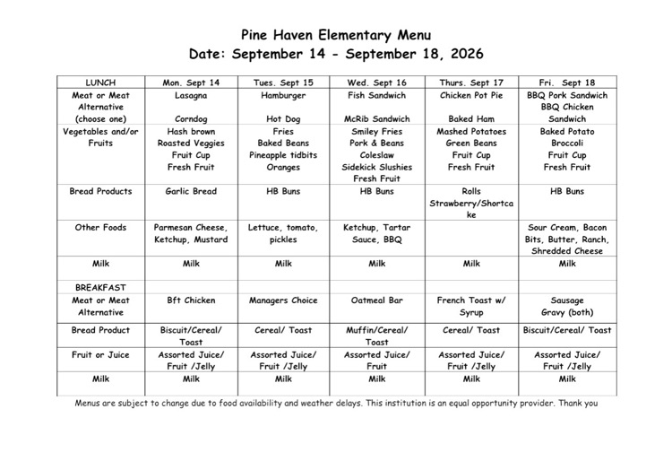 menu