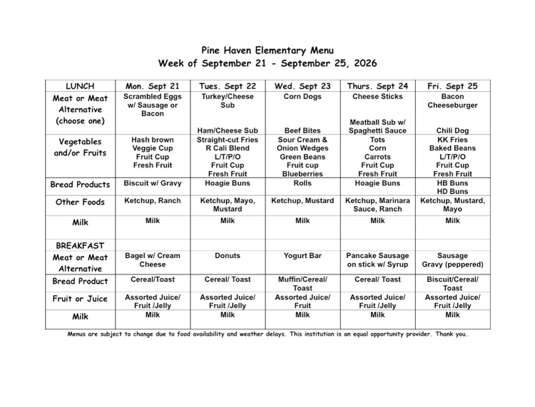 menu