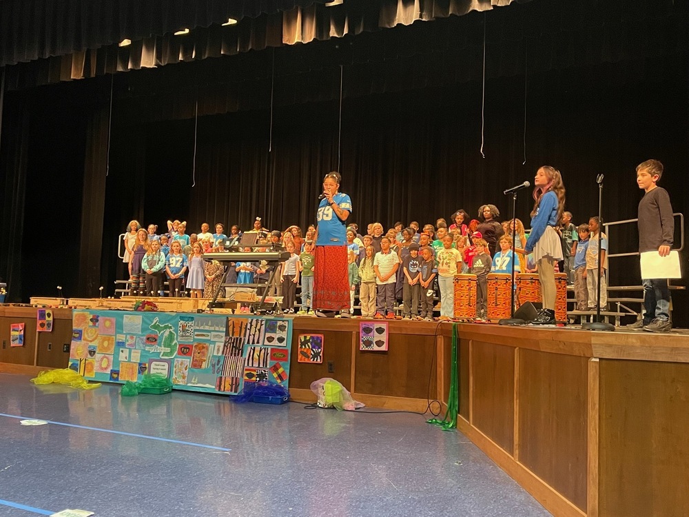 Elementary students danced and sang