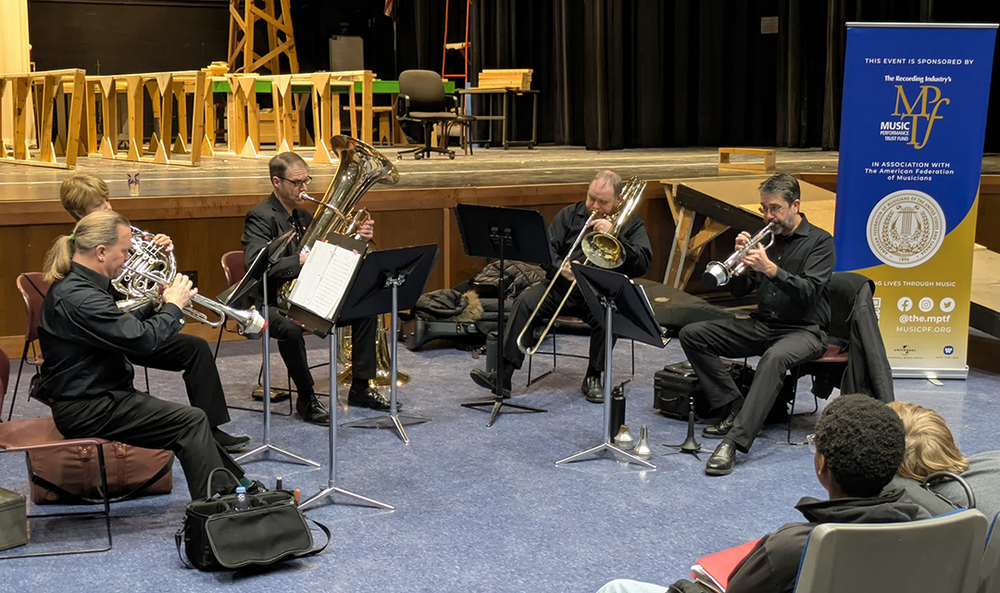brass quintet performs for FMS band students