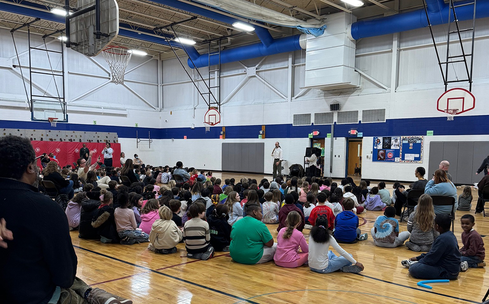 Students Enjoy Author Visit in the FUEL Gymnasium