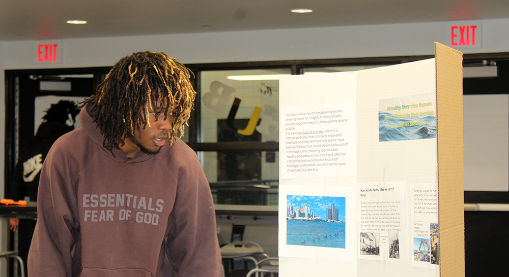 students present on Environmental Science project with Detroit Riverwalk Conservancy