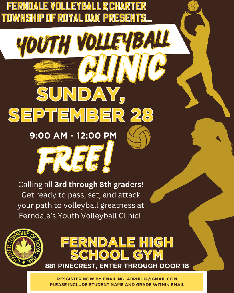 FREE Youth Volleyball Clinic Sun. Sept. 28, 9am to Noon, Ferndale HS Gym