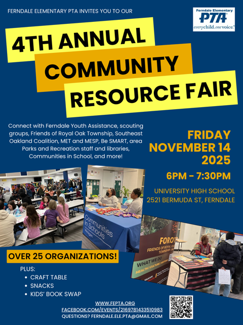 Ferndale Elementary PTA hosts 4th Annual Community Resource Fair at UHS, 6pm!