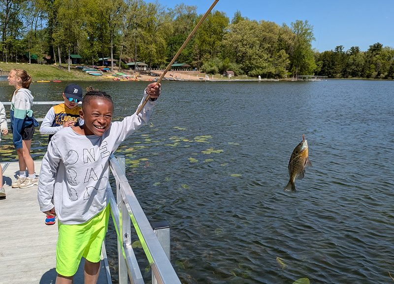 Ferndale students and staff practice fishing at outdoor school
