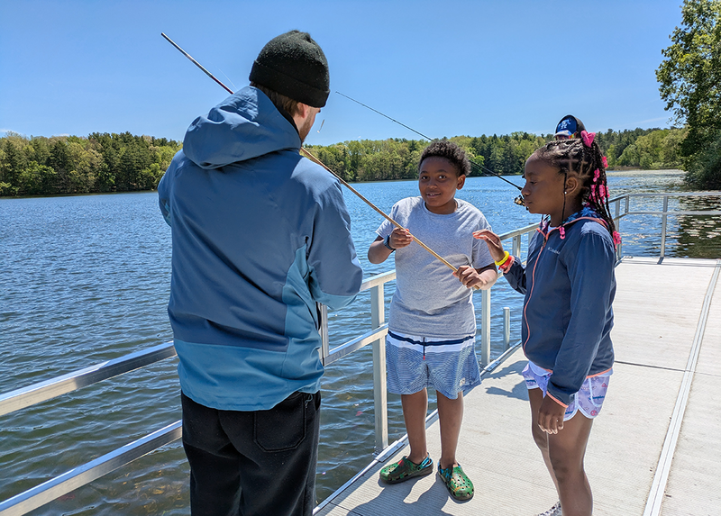 Ferndale students and staff practice fishing at outdoor school