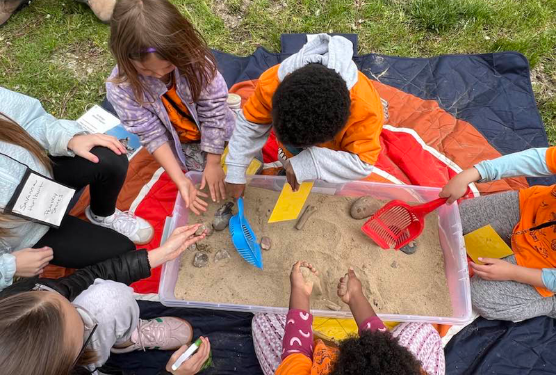 Students play together at Outdoor Camp