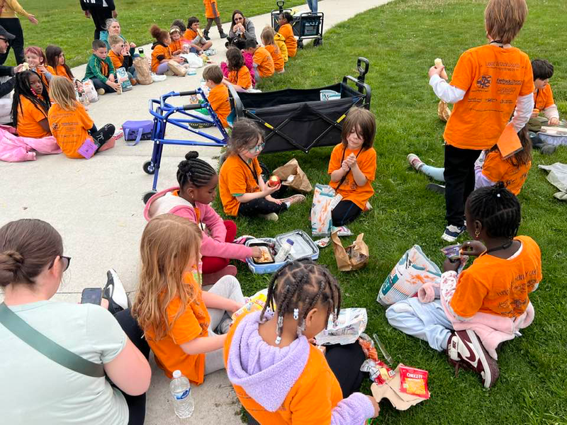 Students play together at Outdoor Camp
