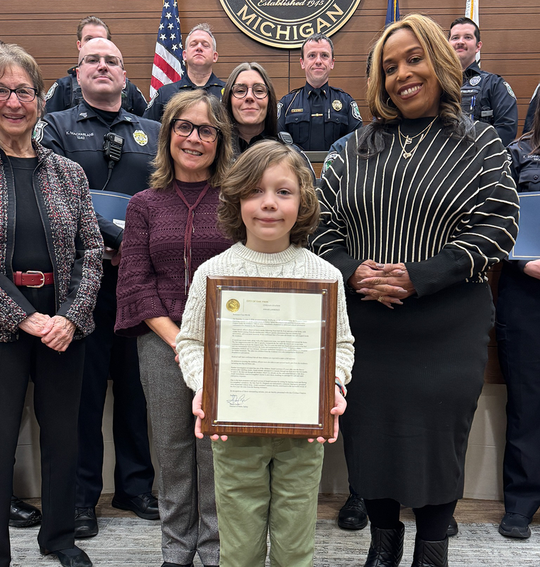 Jonah Lawrence receives Civilian Citation from City of Oak Park