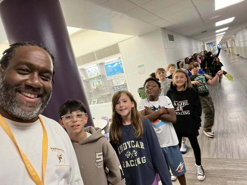 Mr Davis with 5th graders