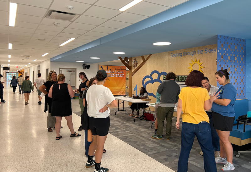 families learn about elementary education at Ferndale Lower Elementary curriculum night