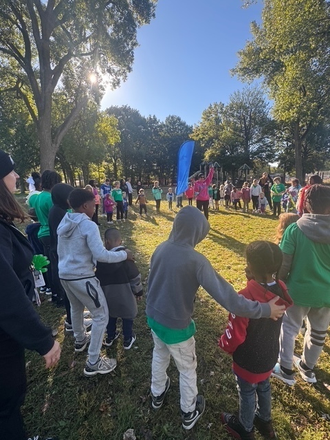 students gather for the walkathon and field day