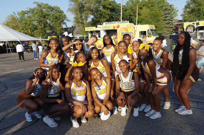 Ferndale cheer squad poses at homecoming tailgate
