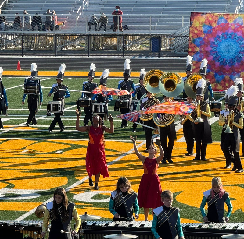marching  band performs for Ferndale Upper Elementary Students