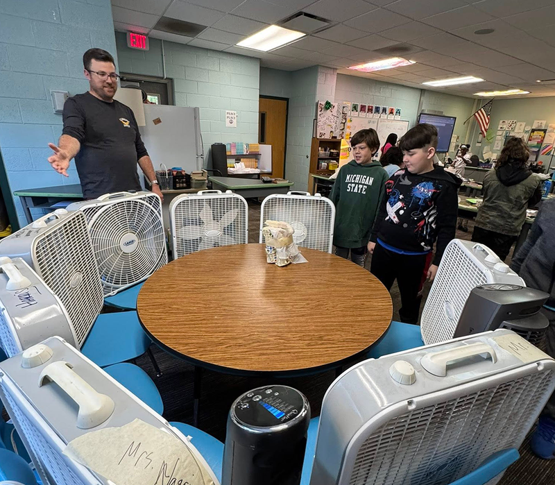 Students watched on as the wind tunnel tests their design