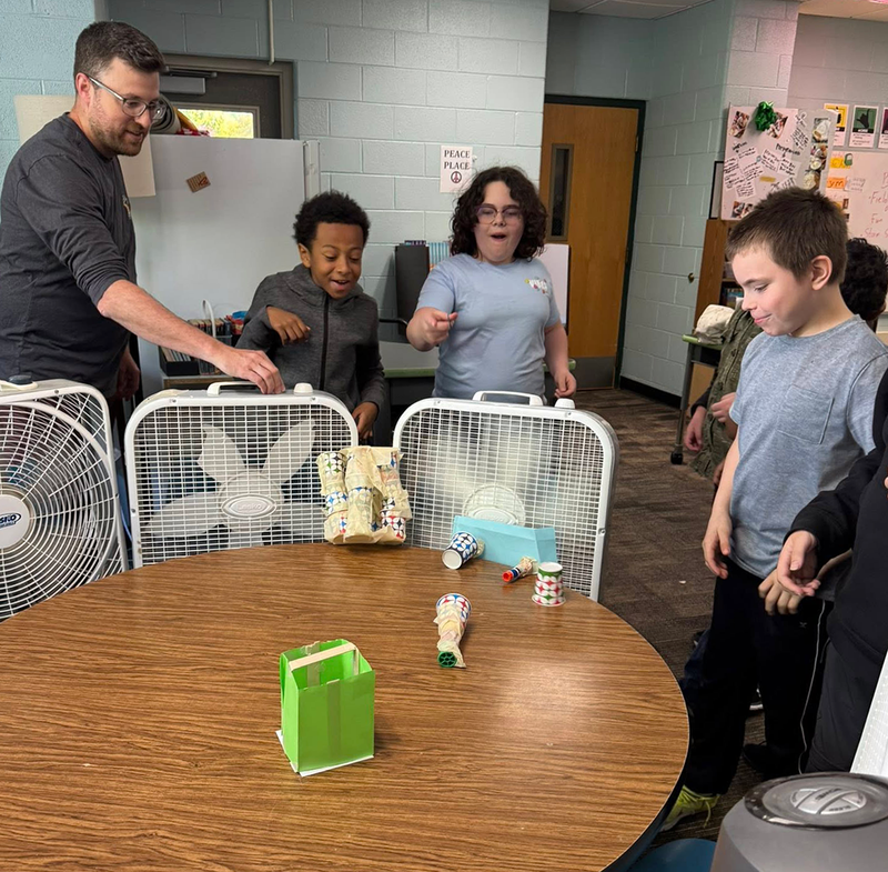 Students watched on as the wind tunnel tests their design