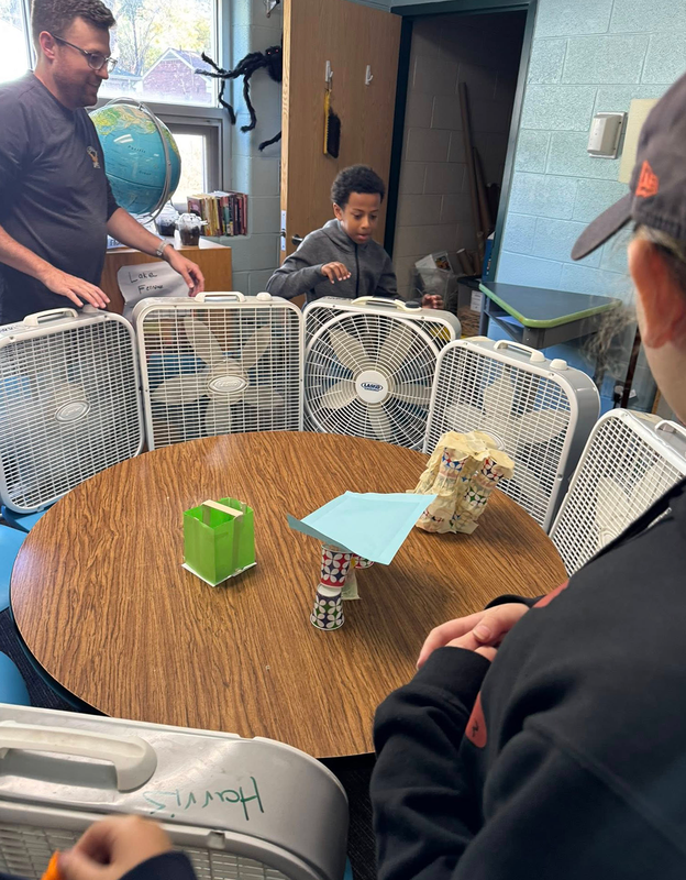 Students watched on as the wind tunnel tests their design