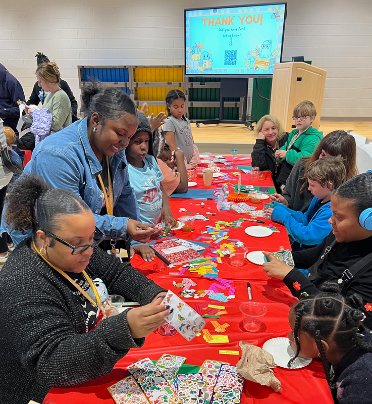 families gather to build literacy awareness during Ferndale Lower Elementary's Pumpkins and Pages event