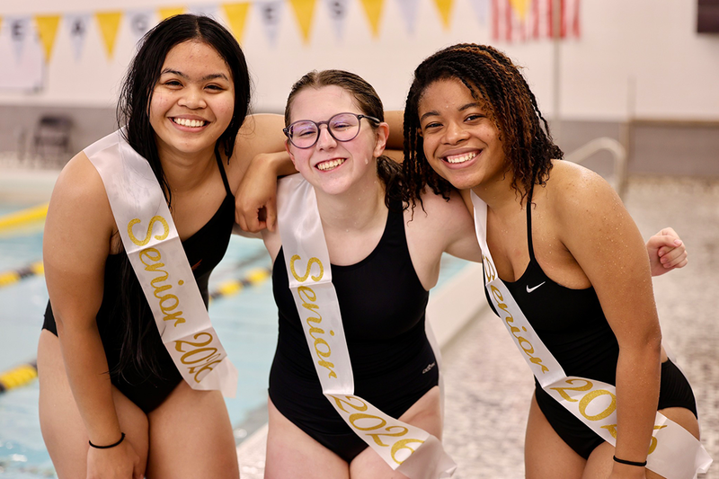 senior girls take in the glory at Senior Swim Night