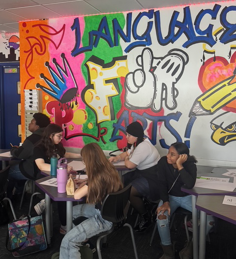 Students participated in "graffiti" art club for fun friday