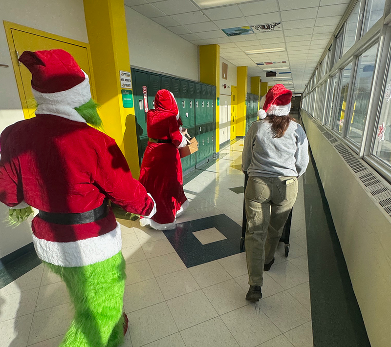 Mrs Clause and The Grinch visited FMS