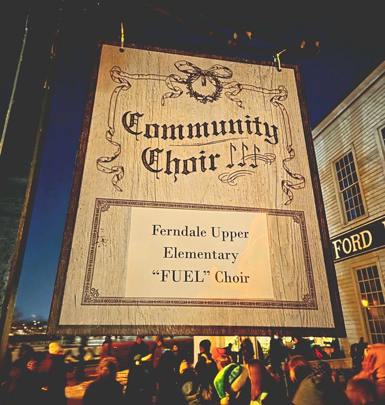 Sign at Greenfield Village showing Ferndale Upper Elementary FUEL Choir